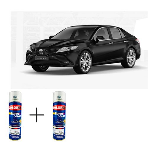 Spray Automotivo Preto Eclipse Toyota + Verniz Spray 300ml