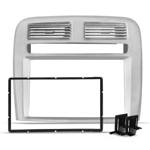 Moldura do Painel 2 Din Fiat Punto 2008 a 2012 Prata Padrão Japonês e Chinês