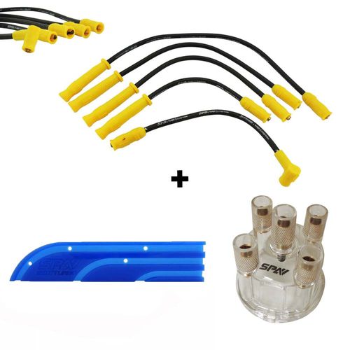 CABO DE VELA SILICONE 10.4MM S/ PINO + TAMPA DE DISTRIB. ACRÍLICO + SUPORTE CABO P/ VW AP / REFRIGERADO A AR S/ PINO E OUTROS MOTORES 4 CIL.