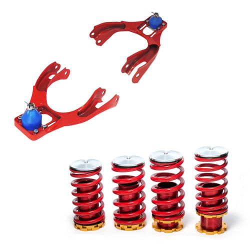 Bandejas dianteiras superiores com pivôs e regulagem de cambagem + Kit de molas reguláveis (coilover) - Honda Civic EG (91-95)