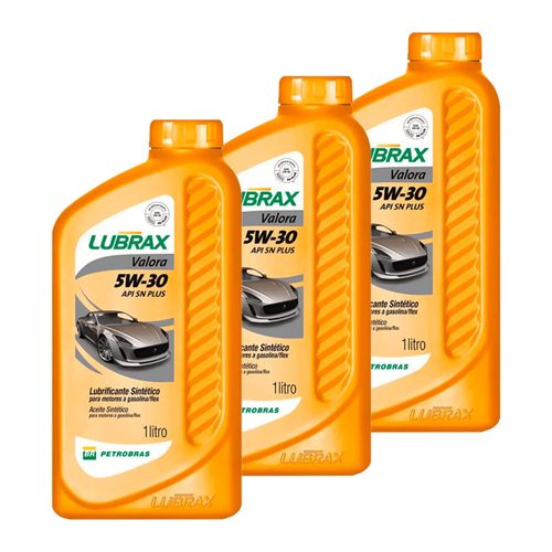 Kit 3 Óleo Lubrificante do Motor Lubrax Valora Plus 5W30 100% Sintético 1L
