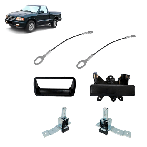 Kit Caçamba S10 95 á 00 Fechos Maçaneta Com Moldura e Cabo