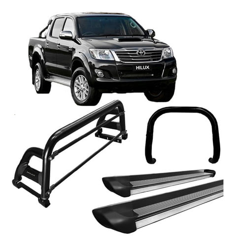 Kit Quebra Mato+estribo Pe+sant Antonio H2 Hilux 05/15 Preto