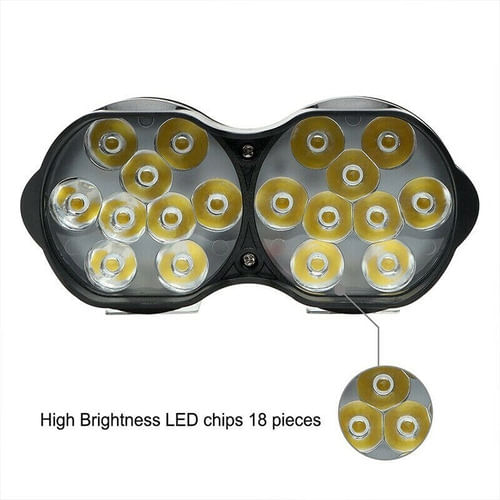 Unidade Farol Auxiliar Milha 18 Leds Cree Carro Moto