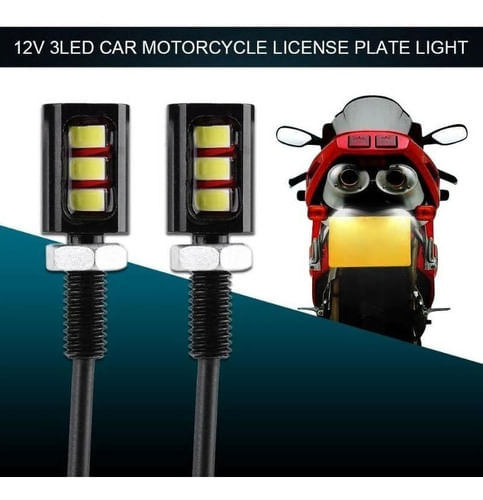Par De Parafuso 3 Leds Para Luz De Placa Moto Carro