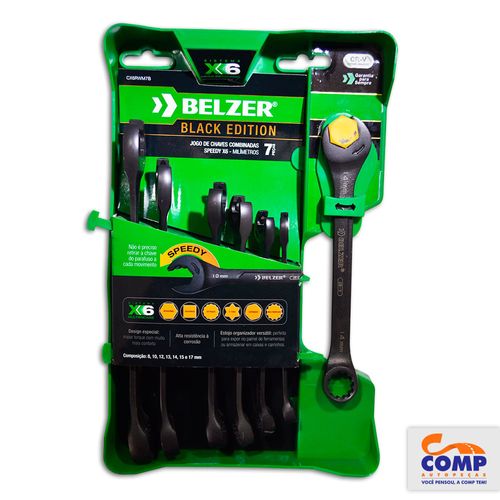 Jogo Chave Combinada X6 Black Edition 8 x 17 mm 7 peças Belzer CX6RWM7B