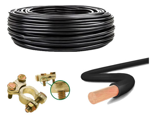 2 Metros Cabo Elétrico Flexível 70mm + 2 Terminais Bateria