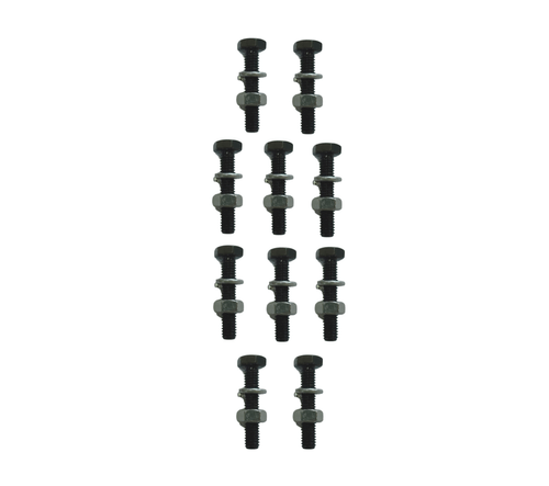 Kit 10 Parafusos Sextavados M6 x 30mm de Aço Com Arruela de Pressão e Porca