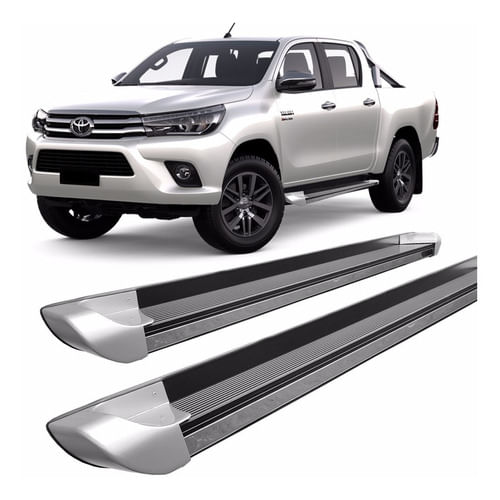 Estribo Hilux 2016 Cabine Dupla Personalizado Prata