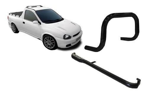 Kit Estribo Chapa Quebra Mato Pick-up Corsa Cor Preto