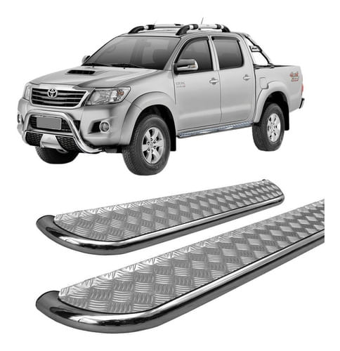 Estribo Lateral Hilux 2005 A 2015 Chapa Aço Cromado C D