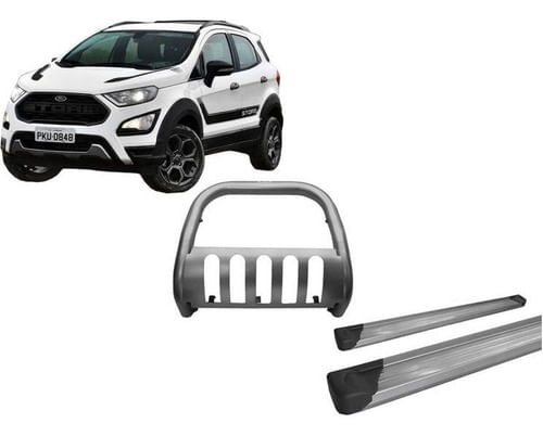 Kit Quebra Mato Estribo Chapa Aço Ecosport 13/2020 Cromado