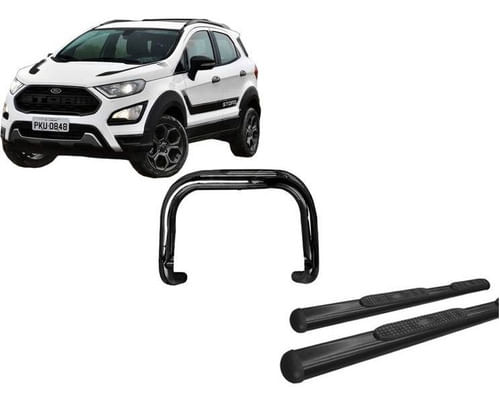 Kit Quebra Mato Estribo Oblongo Ecosport 13/2020 Preto