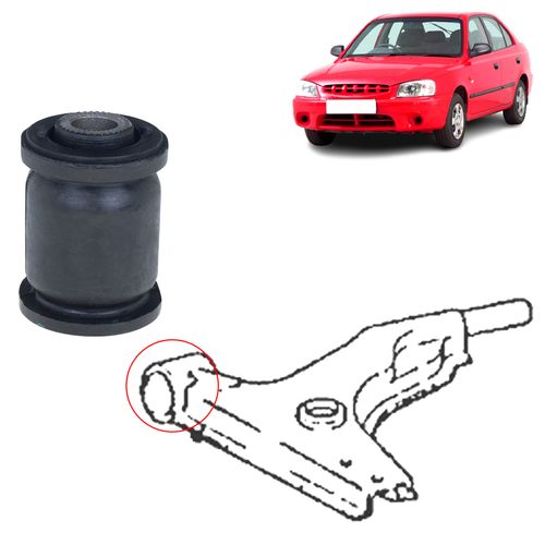 Bucha Bandeja Balança Hyundai Atos/Atos Prime 1.0 1998 a 2003 e Accent 1.5 1994 a 2001 Dianteira Menor Central