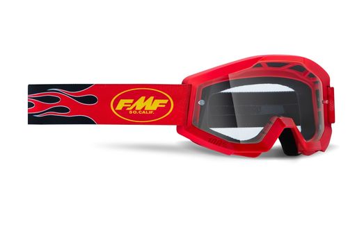 Óculos Motocross FMF Powecore Flame Lente Transparente - Vermelho