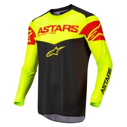 Camisa Alpinestars Fluid Tripple 22 Preto Vermelho Fluo Amarelo Fluo