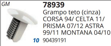 Grampo Forro Teto Corsa 02 Astra 99 Vectra 97