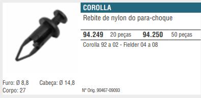 Grampo Parachoque Toyota Corolla 92 02
