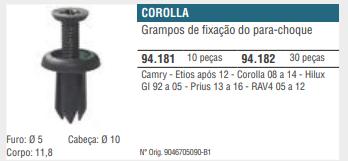 Grampo Fixacao Parachoque Toyota Corolla 08 14 Camry Etios 1